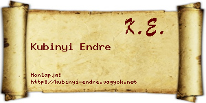 Kubinyi Endre névjegykártya